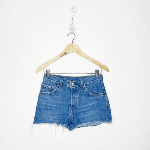 LEVI'S 501 Original Fit Shorts women's High Rise medium button fly raw hem 25